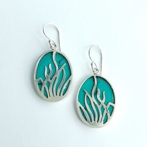 Handmade turquoise drop earrings in Sterling Silver 🆕